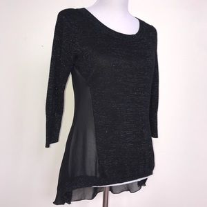 Black Asymmetrical Top - metallic float details